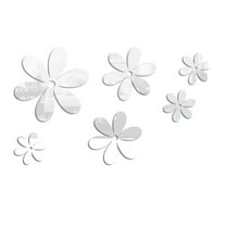 Adpan 6-Piece Acrylic Flower Wall Stickers Removable For Living Room Bedroom All-Season Home Decor DIY Multi-Color, Silver