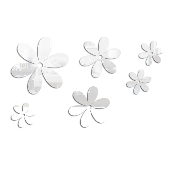 6 Piezas De Adhesivos Decorativos Acrílicos 3D Para Espejos, Adhesivos Removibles Para Espejos Con Flores, Adhesivos Murales Diy, Adhesivos Decorativos Para Paredes Con Flores, Calcomanías Para El H