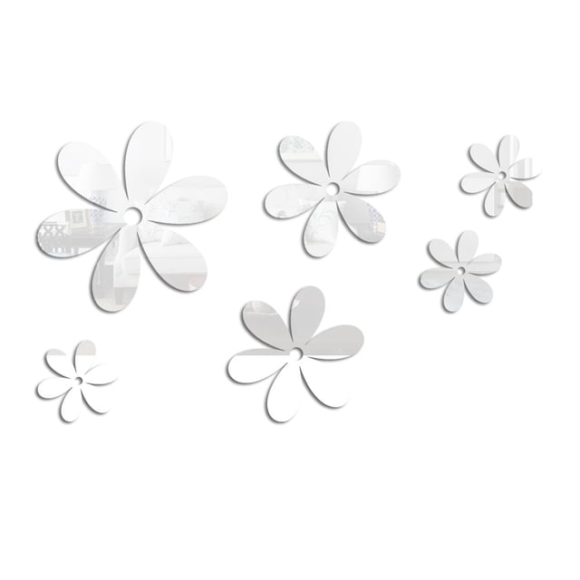 6 pegatinas acrílicas 3D para pared, pegatinas removibles con flores, pegatinas adhesivas DIY, pegatinas murales, pegatinas con flores para el hogar, salón, dormitorio