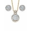Diamond Round Floating Halo Cluster Necklace and Earring Set in 18k Gold over Sterling Silver with FREE Gift Box 18"