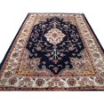 thumbnail image 2 of Mid Night Blue Ivory Touch Flowers Rectangle Area Rug Hand Knotted Wool Silk Carpet (6 X 4)', 2 of 9