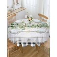 thumbnail image 5 of Eucalyptus Leaf Round Tablecloth 54 inches Watercolor Spring Green Leaf Wood Grain Black Plaid Waterproof Oil-Proof Table Cloth Round Table Cover for Holiday Party Picnic Dinner Decor Indoor Outdoor, 5 of 9
