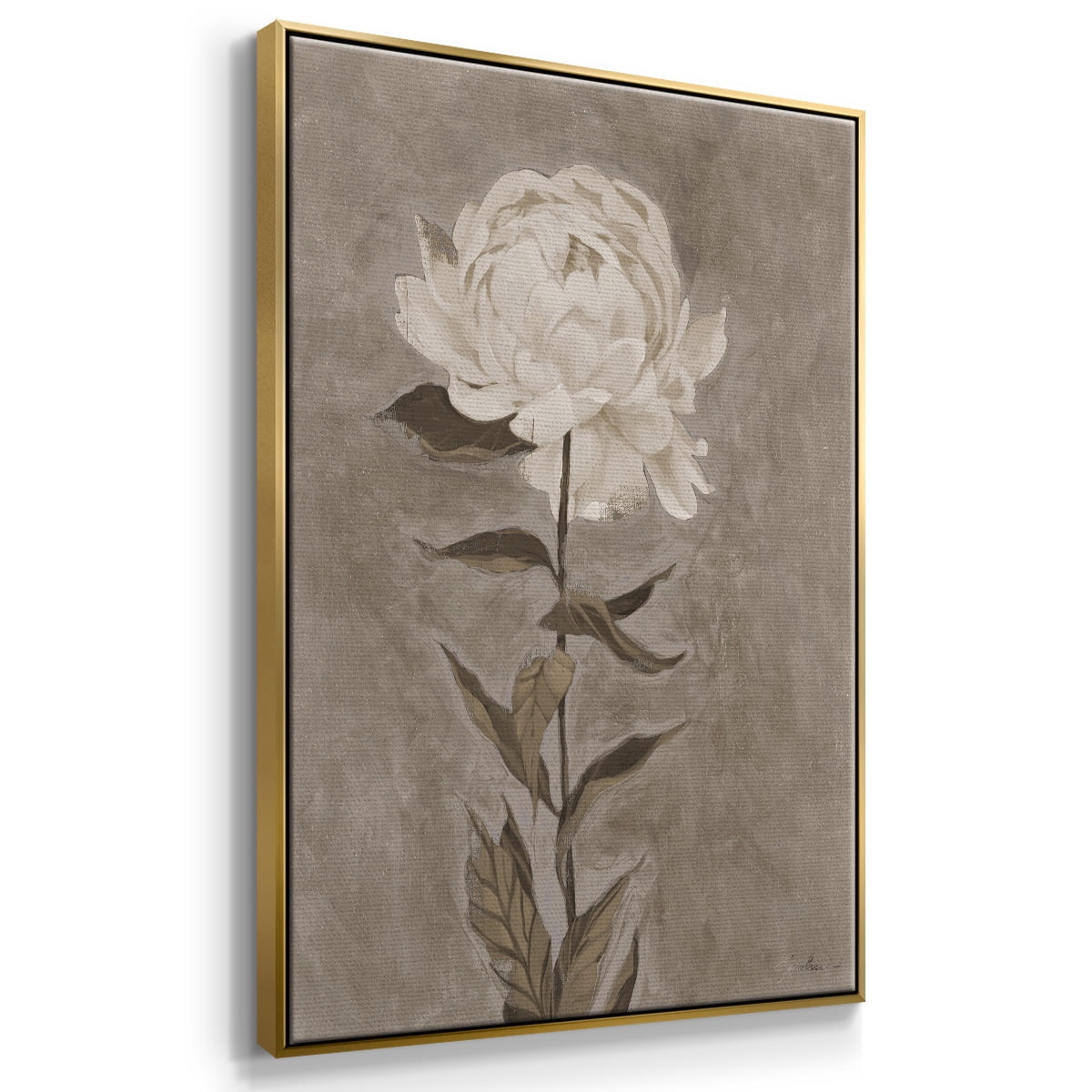 Pretty as a Peony I Framed Premium Gallery Wrapped Canvas - Ready to Hang - 25 x 37 - Gold Floating Frame