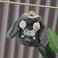 thumbnail image 2 of oqasdz Girls Jackets Fall Winter Toddler Boys Denim Coat Baby Thicken Cute Emborider Warm Comfortable Outwear Top Jacket Size 5 Y-6 Y, 2 of 5