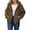 Brown, variant on Full Zipper Puffer Jacket for Women Cropped Hooded Puffer Coat Winter Warm with Pockets Petite
