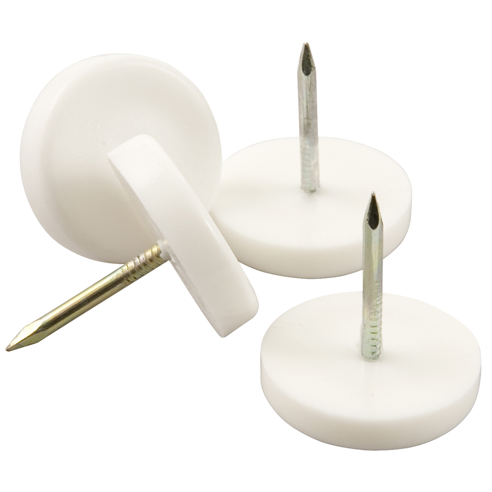 Super Sliders. Size 7/8 inch wide Round Nail on Furniture Glides Plastic, White, 16 Pack - image 4 of 8
