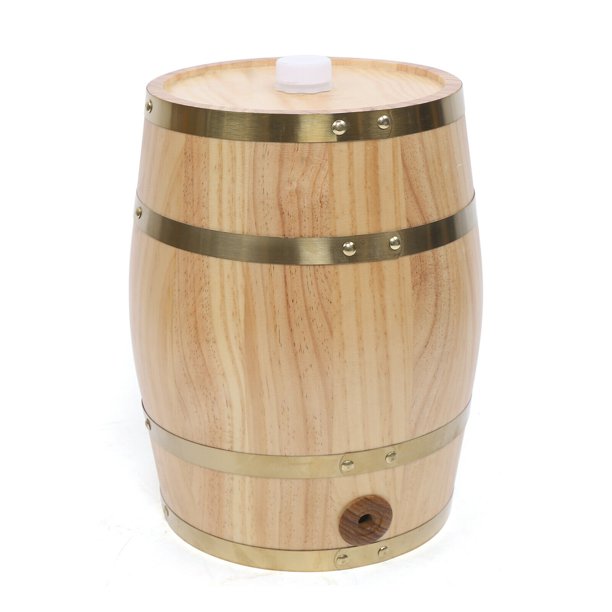 Oukaning 10L Pine Wood Wine Barrel Whiskey Wine Storage Keg Bucket