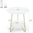 thumbnail image 7 of Marble End Table, 2 Tier Round Side Table with Shelves, Modern Gold Nightstand Bedside Table Small Coffee Accent Table for Living Room Bedroom, White and Gold, 7 of 7