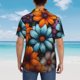 thumbnail image 4 of Fotbe Colorful Blooming Flowers Camisa Hawaiana para Hombre Unisex – Camisa Casual de Verano con Botones de Manga Corta de Algodón y Lino,Small, 4 of 7