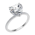thumbnail image 2 of Dash Jewel 1.7 Ct Lab Created Diamond Ring - 14K White Gold Plated Hidden Diamond Engagement Wedding Ring - Heart Cut Solitaire with Accents Diamond Ring for Her - Gift for Marking Milestones, 2 of 6