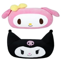 Roffatide Anime My Melody Kuromi Car Neck Pillow 2 PCS Plush Auto Head Neck Rest Cushion for Chairs, Recliners, Driving Seats