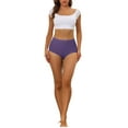 thumbnail image 2 of INSPIRAR CHIC Bragas de Mujer Elásticas de Cintura Alta Sin Forro Transpirables Ropa Interior Sin Marcas L Púrpura Oscuro, 2 of 4