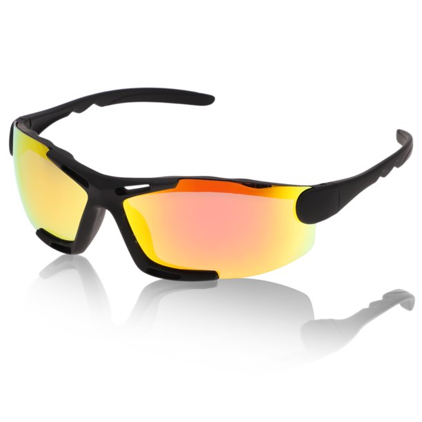Gafas de motocicleta Unique Bargains, gafas de sol ciclismo de tri-acetato de celulosa, lentes rojos, marco negro