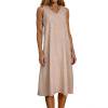 thumbnail image 7 of Gamivast Womens Linen Sundresses Sleeveless V-Neck Tank Dress Vertical Striped Shift Dress Loose Fit Knee Length Summer Beach Vacation Daily Playwear, 7 of 7