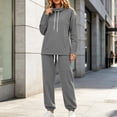 thumbnail image 4 of Women's Two-piece High Neck Sports Suit Long Sleeved Drawstring and Jogging Pants Casual with Pocket Set, 4 of 9