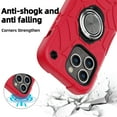thumbnail image 4 of ELEHOLD Heavy Duty Rugged Case for iPhone 15 Foldable Ring Holder Kickstand Case, Hybrid Tri-Layers Military Grade Shockproof Protection Cover for 6.1" iPhone 15,Red+Black, 4 of 5