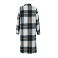 thumbnail image 4 of KOMOO Women Plaid Coat Vintage Long Sleeve Lapel Button Long Cardigan Coat Autumn Winter Thermal Overcoat with Pockets, 4 of 9