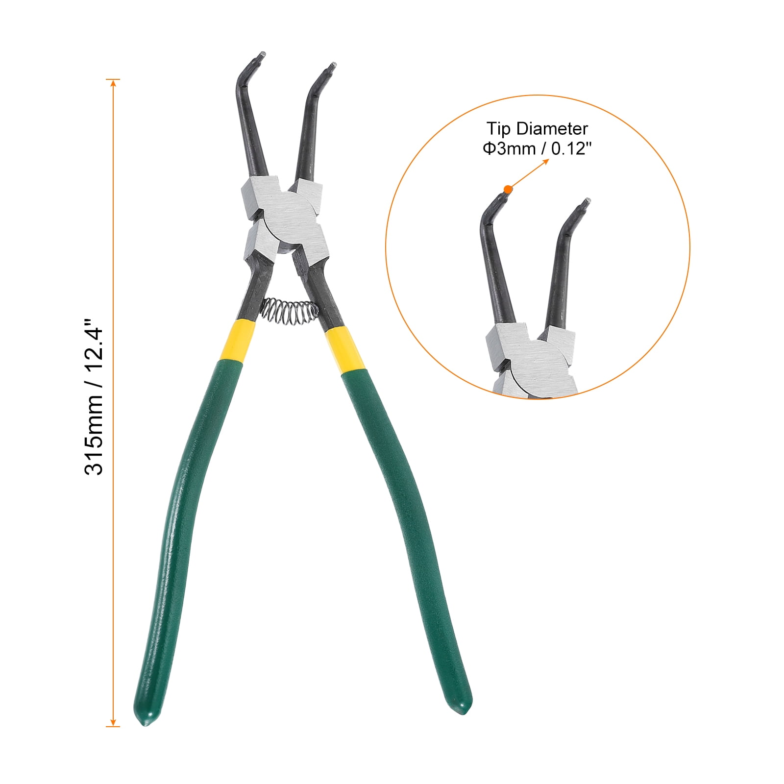 Snap Ring Plier 13" Internal Circlip Pliers with 0.12" Bent Jaw Tip for Ring Remove Retaining Pliers, Green
