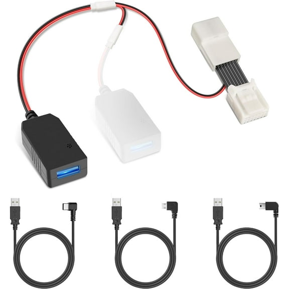 Pixelman DashCam Power Adapter(14P TypeB)Compatible with Jeep Compass Wagoneer Dodge Ram with Auto Dimming Rearview Mirror,Built-in Hide USB to GPS Radar Mirror Camera Dash Cam Charger Adapter Cable