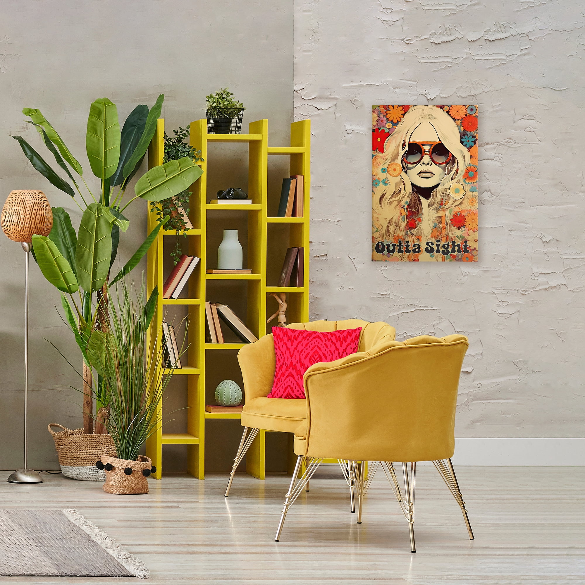 Outta Sight Hippie Girl Canvas Wall Art, design by Sasha