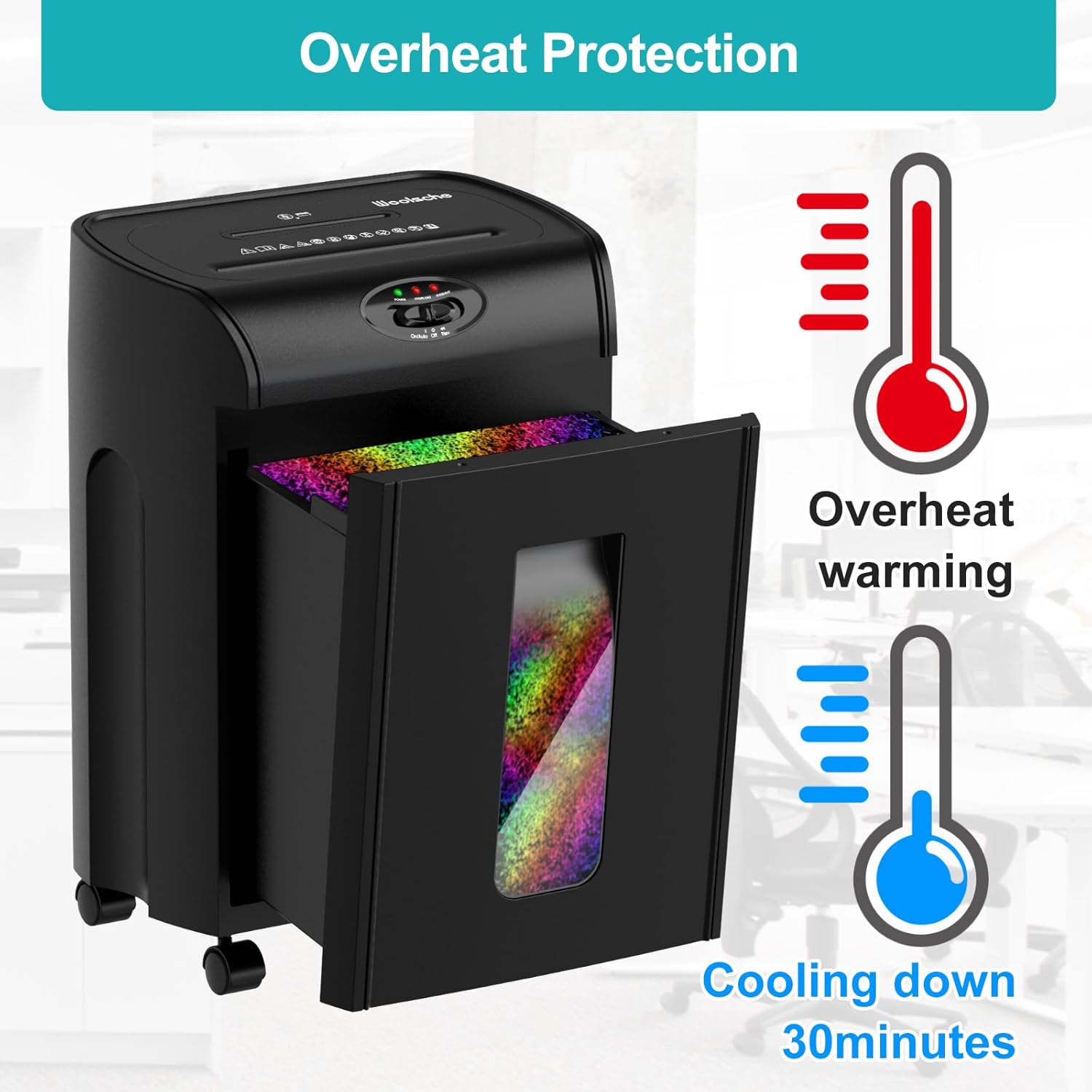15-Sheet Cross Cut Paper Shredder – P-4 Security Level 4.76-Gallon Pull-Out Basket Shreds Paper/CD/Credit Card Jam Proof System for Office/Home
