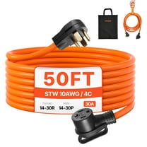 VEVOR 50 ft Dryer Extension Cord, 4-Prong NEMA 14-30P to 14-30R Dryer Cord, 125V/250V, STW 10AWG/4C, 30A, Pure Copper Wire Cable with Black Non-woven Bag and PVC Cable Tie, for Outdoor & Indoor Use