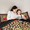 thumbnail image 4 of Erosebridal Fashion Cheetah Print Queen Comforter Set,3D Kawaii Cherries Bedding Comforter Set For Kids Girls,Reversible black,3-Piece, 4 of 7