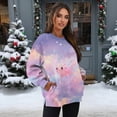 thumbnail image 2 of SCRAWLGOD Axolotl Sky Print Violet Womens Sweatshirts Polyester Crewneck Tops Long Sleeve Loose Fit Lightweight Fall Winter Drop Shoulder Casual Pullover with Pockets, L, 2 of 7