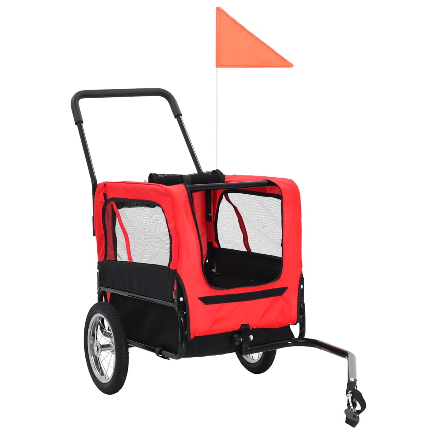 Pefilos 2-in-1 Dog Bike Trailer, Pet Stroller Bicycle Carrier w/Hitch, Suspension, Large Jogger with Visibility Flag and Reflectors, 55lb Weight Capacity, Red Pefilos 2-in-1 Dog Bike Trailer, Pet Stroller Bicycle Carrier w/Hitch, Suspension, Large Jogger with Visibility Flag and Reflectors, 55lb Weight Capacity, Red