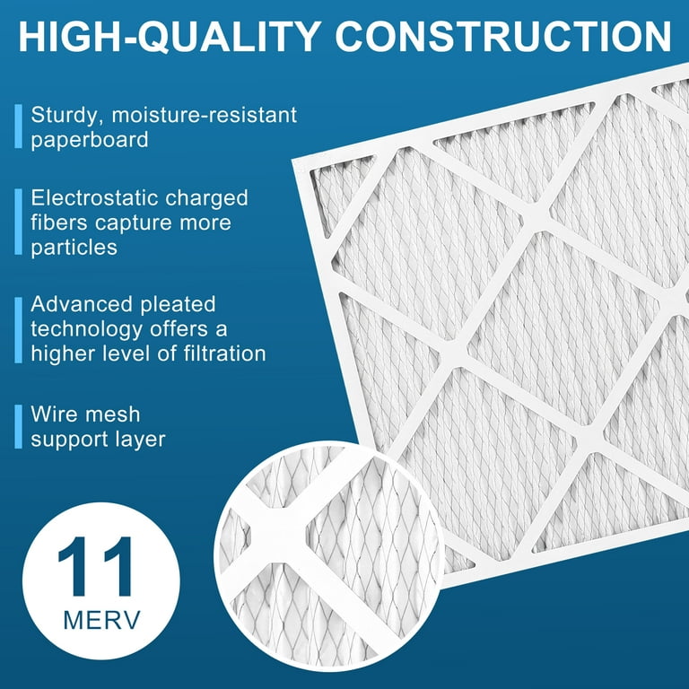 Lotfancy 10x20x1 Air Filters, 4 Pack, MERV 11 Pleated HVAC AC Furnace Filters, Size: 10x20x1( MERV 11), White
