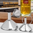 thumbnail image 4 of Embudo de acero inoxidable de 6 piezas, juego de 3 embudos grandes y pequeños, mini embudos de grado alimenticio para uso en la cocina, llenado de botellas, matraces, cocina, 2 cepillos, 4 of 6