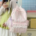 thumbnail image 5 of Women Bow Print Backpack with Lace Trim, Large Capacity Multi-Pockets School Bag for Travel Outdoor (Pink 430*300*130), 5 of 9