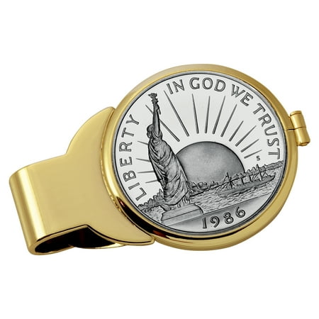Silver Barber Half Dollar Goldtone Coin Money Clip