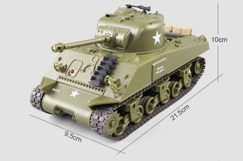 Remote Control 2.4Ghz 1/30 Scale US M4A3 Sherman RC Infrared Battle Tank  w/Sound and Lights RC RTR