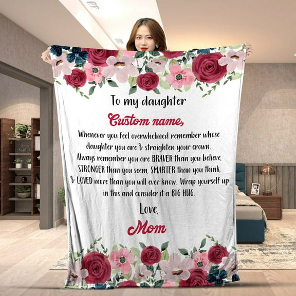 Personalized Blanket for Daughter or Granddaughter – Custom Name Gift from Mom or Grandma – Inspirational Message Throw Blanket for Birthday, Christmas, Graduation - Fleece-60x80