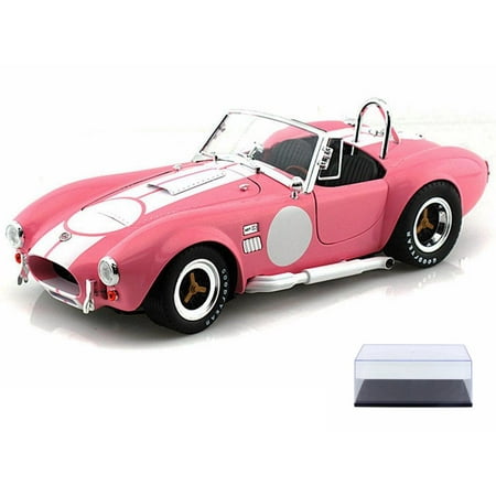 - Diecast Car & Display Case Package - 1965 Shelby Cobra 427 S/C Convertible, Pink w/ White Stripes - Shelby SC114 - 1/18 Scale Diecast Model Toy Car w/Display Case