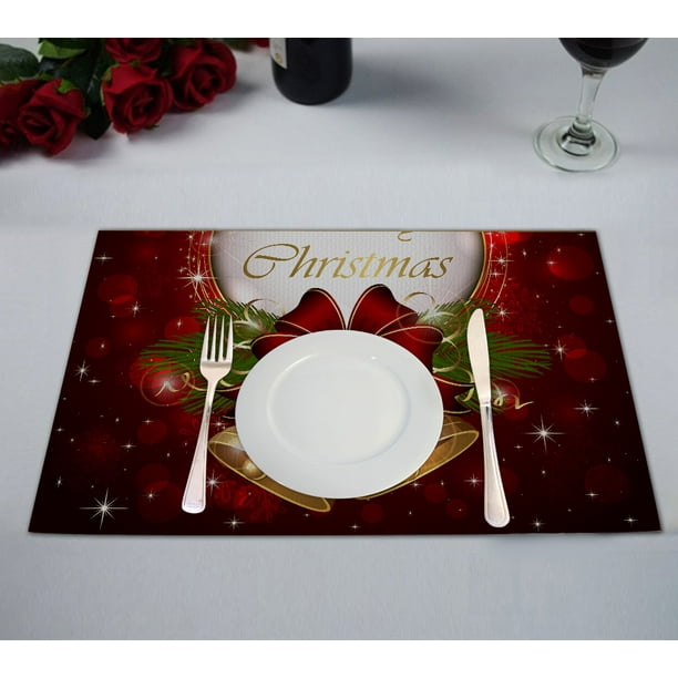 GCKG Merry Christmas Placemat,Merry Christmas Table Placemat 12x18 Inch