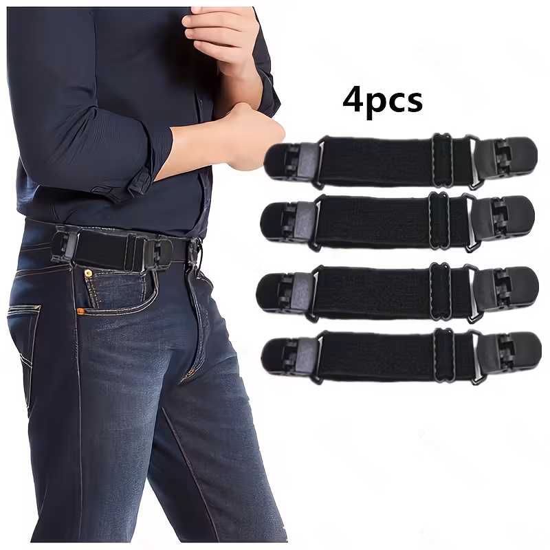 4pcs Elastic Invisible Belt, Unisex Lazy Waist Tightening Belt, Simple Portable Pants Adjuster, No Buckle Stretch Band