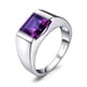 thumbnail image 5 of Anillo de hombre de imitación de esmeralda azul en plata esterlina S925, joyería popular europea y americana, 5 of 6