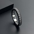 thumbnail image 7 of Bracelet for Mens Double-Band Black Braided Leather Bangle Bracelets Jewelry For Wristband Memorial Bangle, 7 of 7