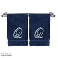 thumbnail image 3 of Monogrammed Washcloth Towel, Personalized Gift, 13x13 Inches - Set of 2 - Silver Script Embroidered Towel - Extra Absorbent 100% Turkish Cotton - Soft Terry Finish - Initial Q Navy, 3 of 3