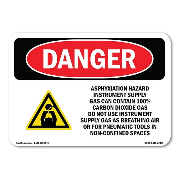 OSHA Danger Sign - Asphyxiation Hazard Instrument | Decal | Protect Your Business, Construction Site, Warehouse & Shop Area |  Made in The USA