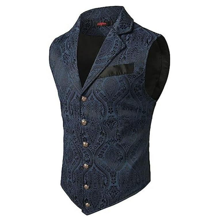 Bcfgryg Mens Court Style Fashion Single Suit Vest Sleeveless
