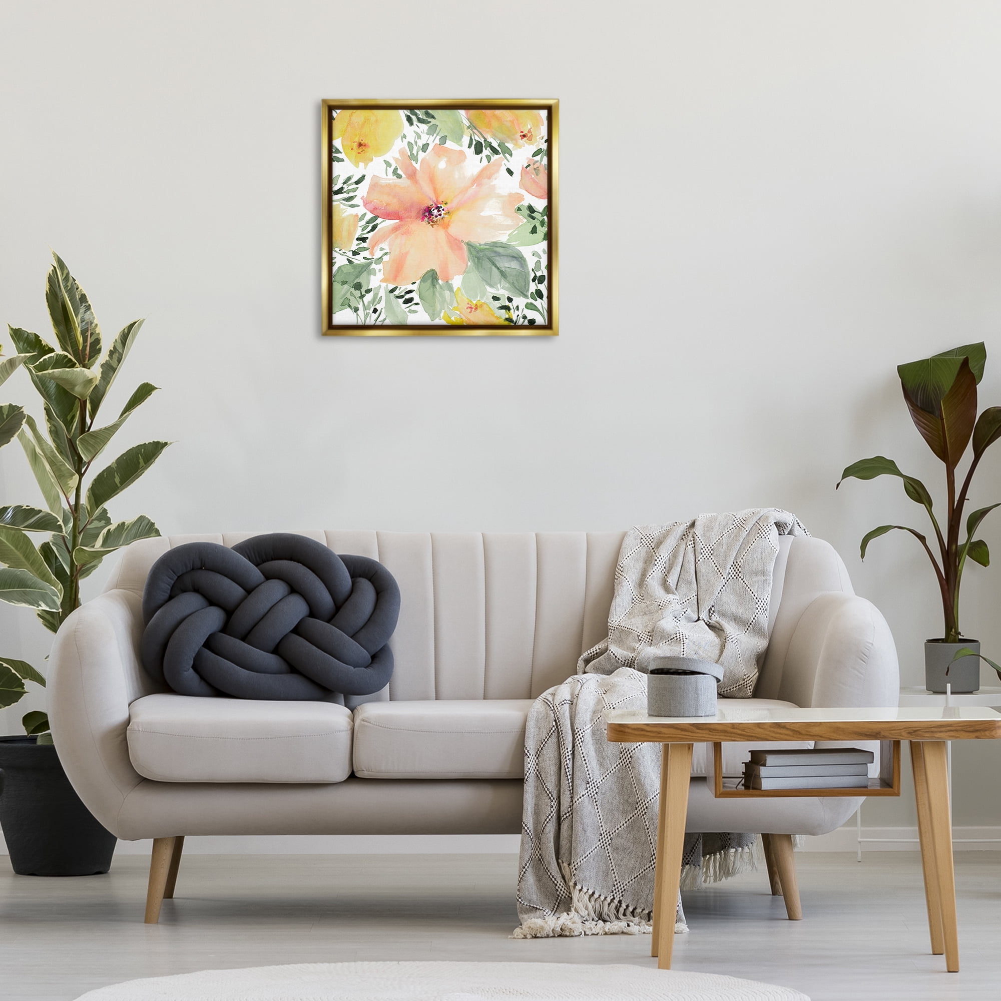 Stupell Industries Birds Eye Flowers Botanical & Floral Painting Gold Floater Framed Art Print Wall Art, 25 x 25
