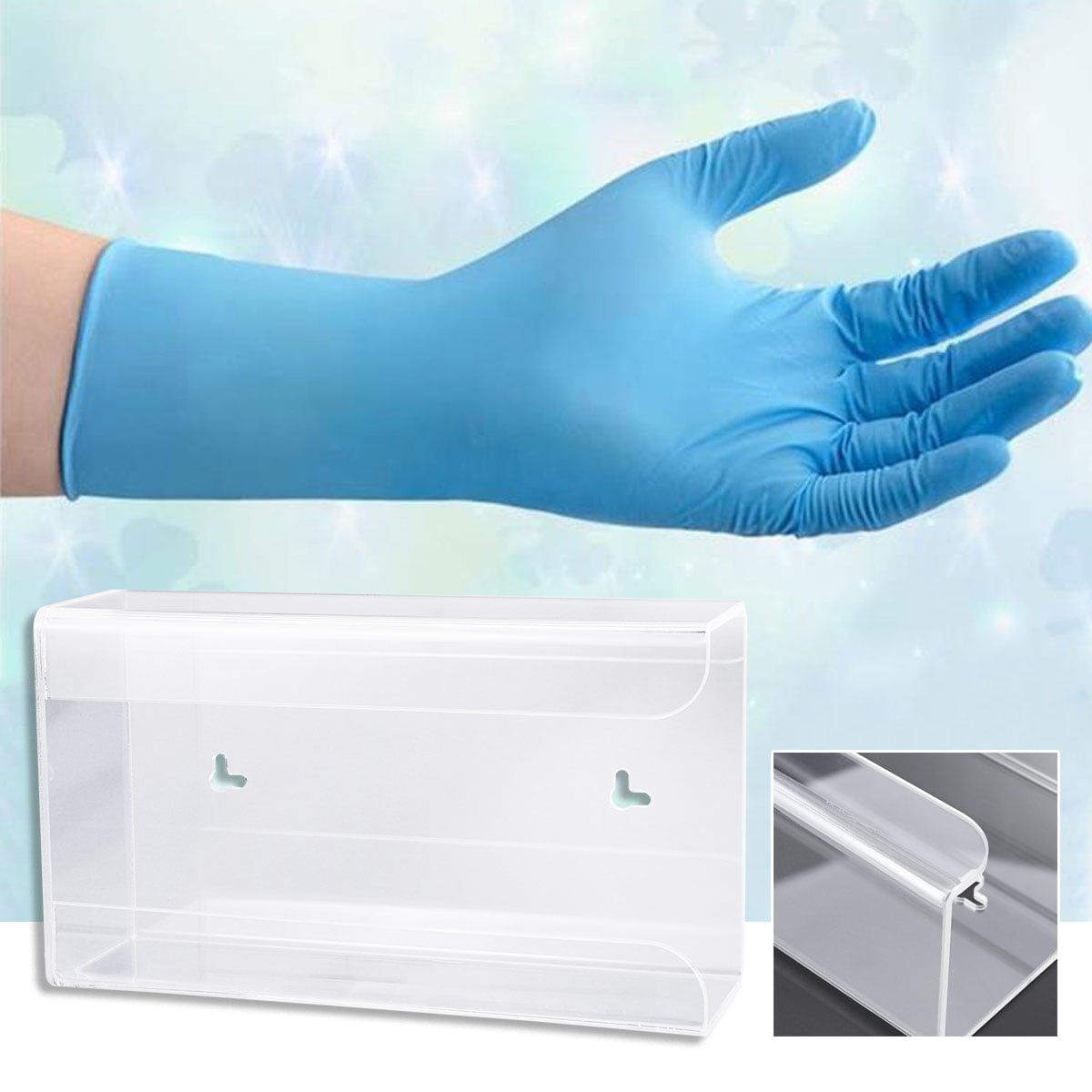 Glove Holder Wall Box Organizer Mount Dispensergloves Disposable Work  Compartment Clips Transparent Case Mounted Tissue 