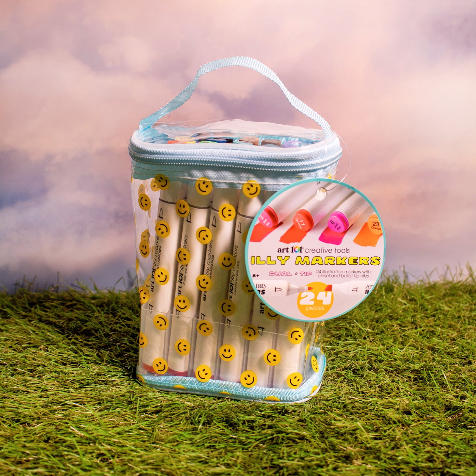 Art 101 Illy Markers with Carry Pouch,  Marker Easter Basket Stuffer for Kids, 24 Count