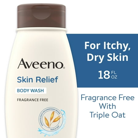 Aveeno Skin Relief Body Wash, Fragrance-Free, Sensitive Skin, 18 Fl. Oz