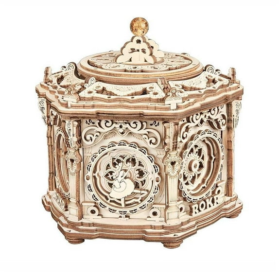 ROKR 3D Wooden Puzzles Delicate Music Box, DIY Mechanical Model Kits, Romantic Gift Toy on Birthday/Valentine's Day, Vintage Style Decoration for Home