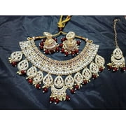 Jewelry Set Kundan Necklace Indian Bollywood Gold Plated Bridal Pearl Choker