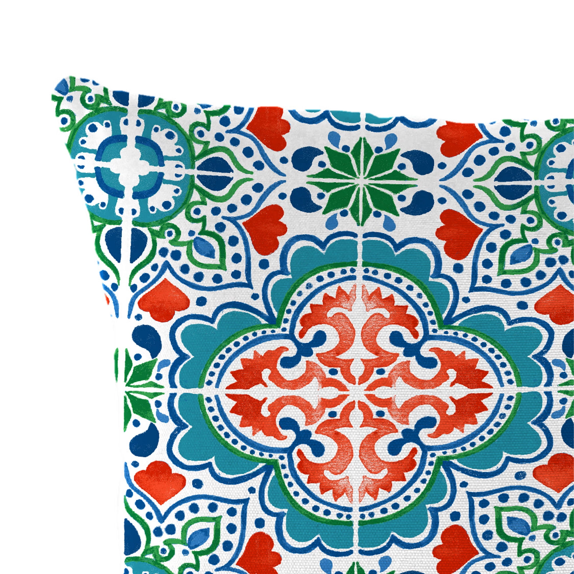 Jordan Manufacturing 22" x 22" Talavera Aqua Medallion Square Outdoor Throw Pillow (2 Pack)